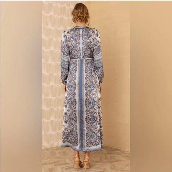 Hale Bob Elegant Blue Floral Maxi Dress L. NWT - Picture 2 of 2